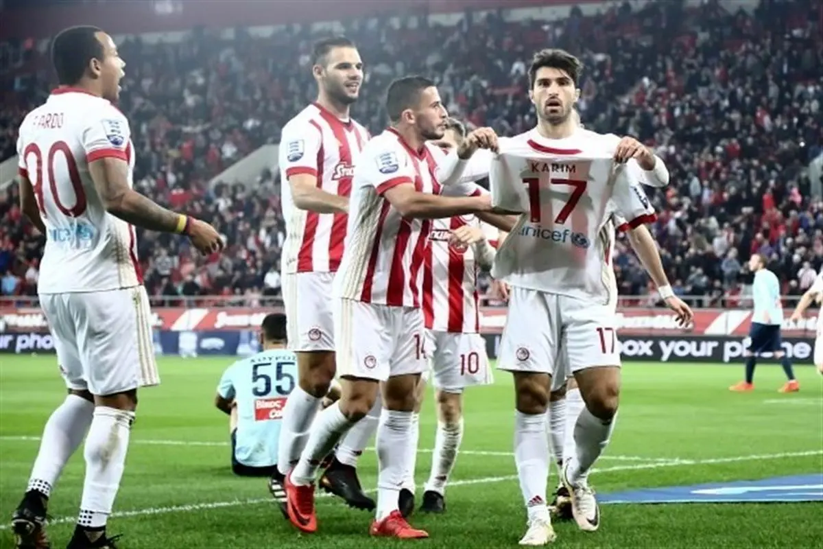 برد ۵ بر صفر المپیاکوس مقابل ولوس در جام حذفی یونان